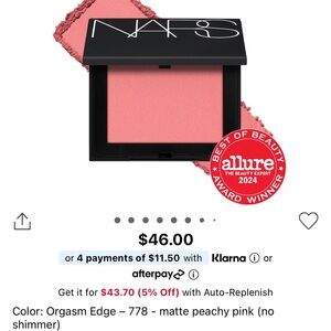NARS Orgasm Edge Blush - Matte Peachy Pink